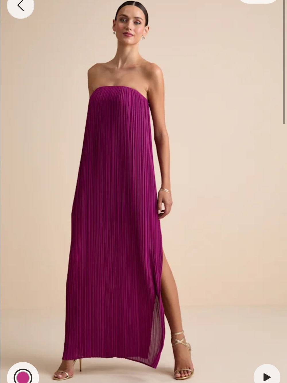Lulus Yamuna Magenta Pleated Strapless
Maxi Dress